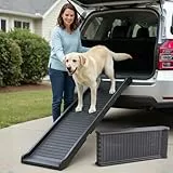 Hunderampe Auto Klappbar – 174 cm Lang & 38 cm Breit – rutschfeste Gummi Rampe für große Hunde – Stabile Hundetreppe Auto & SUV - 85kg Belastbarkeit – Klappbare Hundeleiter Auto – Schwarz