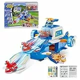 Super Wings Spielset Airport World Flugzeuge mit 2 Spielzeug-Flugzeuge und Transformable Roboterfiguren aus Staffel 5 der Zeichentrickserie Spielzeug für Kinder ab 3 Jahren, Blau