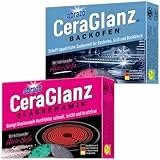 abrazo CeraGlanz Set - 2 Glaskeramikfeldreiniger + 2 Backofenreiniger - verseifte Spülschwämme, Küchenschwamm für Glaskeramik, Backöfen, Backbleche & Roste