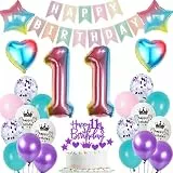 Ohaoduo Luftballon 11. Geburtstag Dekoration mädchen bunt Tortendeko 11 Geburtstag mädchen bunt Party Deko 11. Ballon 11 Deko Geburtstagsdeko 11 jahre