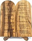Holy Land Market Ten (10) Gebote Tabletten oder Decalog Given to Moses on Mount Horeb – Bethlehem Olivenholz (15,2 cm hoch)