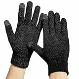 DOVAVA Handschuhe Herren schwarz,Strickhandschuhe Herren,Touchscreen Handschuhe Fahrradhandschuhe,Winterhandschuhe Damen in Dunkelgrau und Khaki mit weichem Innenfutter (Schwarz)