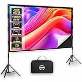 120 Zoll Beamer Leinwand mit Stativ – LEORFI Outdoor & Indoor Projektor Leinwand mit schwarzer Rückseite, Faltfrei, Tragbar, 16:9 4K HD, inkl. Tragetasche für Garten & Heimkino