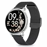 AIMIUVEI Smartwatch Damen, 1.27' HD Fitnessuhr mit Telefonfunktion, Menstruationszyklus, 120+ Sportmodi, 24H Pulsuhr, 24H SpO2, Schlafmonitor, Kalorien, Fitness Tracker IP68 iOS Android Schwarz Silber