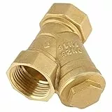 Akozon Drei Wege Messing Filter Kugelhahn 1 'BSPP Innengewinde Y Geformte Messing Sieb Filter Ventil Stecker mit Hebelgriff für Wasser Öl Trennung