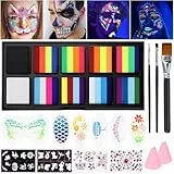 Janolia Gesichtsfarbe Kinderschminke Set, UV Bodypainting Farben für Theaterschminke, Split Cake Body Paint, Faschingsschminke Face Paint, Ideal Wasserbasis Kinderschminken Set für Halloween Karneval