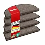 Floordirekt 15x Treppenstufen Matten, Stufenmatten innen für Treppe, Treppenteppich, selbstklebend, Teppich für Treppenstufen, Treppenschutz, Stufenteppich (London, Hellbraun, 65x23 cm, Halbrund)
