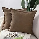 Madizz 2er Set kurzen Chenille Zierkissenbezüge weicher dekorativer Kissenbezug für Sofa, Schlafzimmer Kissenhülle Barun 65x65 cm Quadrat