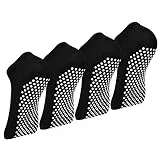 HYCLES Yoga Socken Anti-Rutsch Socken - 4 Paar Pilate Trampolin Ballett Socken for Damen Herren Schwarz*4 35-40