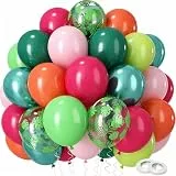 Ovanda 50 Stück Tropical Luftballons Set, Hawaii Party Deko, Bunte Dschungel Party Ballons mit Palmenblatt Motiv, Sommerparty Deko für Geburtstag, Poolparty, Jungle Party, Kindergeburtstag