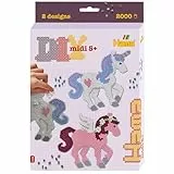 Hama Perlen 3448 Kleines Geschenk-Set Zauberhafte Pferde mit ca. 2.000 bunten Midi Bügelperlen mit Durchmesser 5 mm, Stiftplatte, inkl. Bügelpapier, kreativer Bastelspaß für Groß und Klein