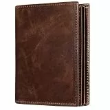 Herren-Geldbörse, RFID-Blockierung, Bifold Geldbörse, weiches Echtleder, Braun, Western-Design, 16 Kartenfächer, Geldbörse für Herren, Schwarz , M, Modern (Kaffee)