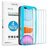 OMOTON [4 Stück] Schutzfolie kompatible mit iPhone 11/iPhone XR/iPhone 12/iPhone 12 Pro, mit Positionierhilfe, 9H Härte,Anti-Kratzer, Anti-Öl,Anti-Bläschen,Hülle Freundllich