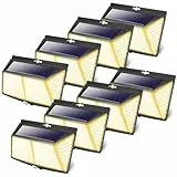 LOTMOS 8 Stücke Solarlampen für Außen mit Bewegungsmelder Warmweiß, 308 LED 3 Modi 270° LED Solar Aussenleuchte, IP65 Wasserdichte Solarlampe Outdoor Wandleuchte für Wand Post Pathway Garten Aussen