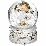 Mini-Schneekugel mit Engel, weiß/Goldener Sockel, Maße L/B/H: 4,5 x 4,5 x 6,5 cm Kugel Ø 4,5 cm.