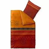 CelinaTex Fashion Bettwäsche 155x200 cm 2teilig Baumwolle, Bettgarnitur für Sommer und Winter, Ganzjährig, Bettbezug, Bettenset, Schöner Wohnen Legra Blumen Rot Orange Grau