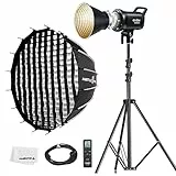 Godox SL60II-Bi LED Video Light 2800K-6500K Bi-Color Continuous Light with APP&Remote Control + PS60 Round softbox with Honeycomb Grid, Light Stand