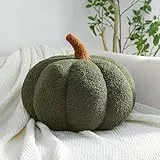Tielag Kürbis Kissen, Kürbis Deko, Herbstdeko Plüsch Kürbiskissen, Halloween Kürbis Deko Kissen, Grün, 20cm
