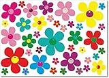 beihaasnatuerlich 40 Blumenaufkleber – Prilblumen Aufkleber Set für Küche, Bad, Auto, Fahrrad, Laptop, Koffer, Handy, Bobbycar, Roller – UV-beständig, Kratzfest, Wetterfest Outdoor Sticker (Bunt)