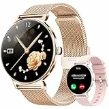 Smartwatch Damen mit Telefonfunktion, 1,27-Zoll AMOLED-HD Voll-Touchscreen Smartwatch, 120+ Sportmodi, IP68 Wasserdicht Fitness Tracker mit Herzfrequenz, Schlafmonitor für iOS Android, Roségold