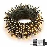 Joomer Lichterkette Außen 100 LED, 10M Weihnachtsbaum Lichterkette Strombetrieben mit Timer, 8 Modi Wasserdicht Weihnachtsbeleuchtung Innen Grünes Kabel für Outdoor Party Garten Hochzeit, Warmweiß