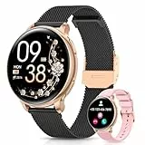 AIMIUVEI Smartwatch Damen, 1.27' HD Fitnessuhr mit Telefonfunktion, Menstruationszyklus, 120+ Sportmodi, 24H Pulsuhr, 24H SpO2, Schlafmonitor, Kalorien, Fitness Tracker, IP68 iOS Android Gold Schwarz
