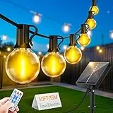 FGRYB Solar Lichterkette Aussen Wasserfest 15M - LED Solarlichterkette Außen 20+1 G40 Glühbirnen Dimmbar mit Fernbedienung 8 Modi für Outdoor Garten Balkon Party Terrasse Camping