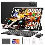 Blackview Mega 2 12 Zoll Tablet Android 15 Tablets, 24GB RAM+256GB ROM, 120Hz 2.4K FHD+ Gaming Tablet mit Tastatur Maus Stift Kopfhörer, 4G LTE+5G WiFi, 16MP+8MP, 9000mAh, PC Mode,OTG,FM,Hülle,Schwarz