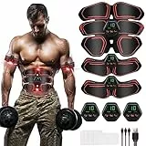 UIHOL EMS Trainingsgerät, EMS Bauchmuskeltrainer LCD Bildschirm muskelstimulator USB Wiederaufladbarer Tragbarer Muskel Trainer 10 Modi 20 Intensitäten Geeignet Damen & Herren