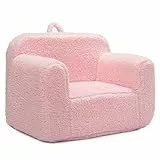 BEJOY Kindersofa - Ultra-Weicher Schaumstoff Gefüllter Kindersessel, Kuscheliger Sherpa Lesecouch für Mädchen und Jungen - Rosa