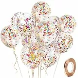 Yiran Bunte Konfetti-Luftballons, Latex, 30,5 cm, mit 1 Ballon-Ersatz und 1 Band, Dekorationen für Geburtstagsfeiern, Hochzeiten, Jubiläen und Feiern, 12 Stück