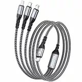 NINGKPOW 100W USB C Multi Ladekabel [1.2M] 3 in 1 Ladekabel Schnellladekabel USB C auf Type C[100W]+Lightning[27W]+Micro[10W] für iPhone 16/15/14, Galaxy S24/S23, Huawei, MacBook Pro/Air, Pad Pro, LG