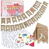 Buchstaben Girlande Stoff mit 76 Buchstaben zum Aufkleben : 4m Jute Girlande Personalisiert – vielseitige Alphabet Wimpelkette für Namen, Happy Birthday, Willkommen Zuhause, Just Married – Party Deko