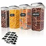 Romon Vorratsdosen mit Deckel Luftdicht, 4er 4L Vorratsbehälter BPA-frei, Frischhaltedosen Vorratsgläser mit 24 Etikett Küchen Kitchen Organizer Aufbewahrungsboxen Box für Müsli Mehl Zucker Körner