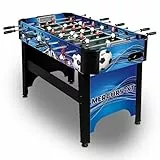Carromco Mercury-XT Kickertisch 122x61x83 cm - Tischkicker Tischfußballtisch für Kinder, Jugendliche und Erwachsene - Metall-Netztore, Sicherheitskappen, 4 Bälle Ø 32 mm - blau-schwarz