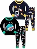 SOIBEEN Pyjamas für Jungen Space Nachtwäsche Baumwolle Kleidung Kinder Nachtwäsche Langarm PJs Set 4-Stücke Set 10 Jahre