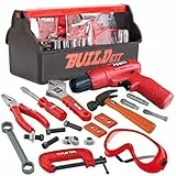 JOYIN 19-teiliges Kinder Werkzeug Set Mit Werkzeugkasten, Spielset Mit Bauwerkzeuge, Spielzeug Bohrmaschine und Zubehör, Spielwerkzeug Rollenspielwerkzeug