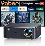 Beamer 4K mit Android TV 11.0, Sound by JBL, Dolby Audio, NFC, Autofokus, Auto Trapezkorrektur, WiFi6, Bluetooth, YABER K2s 1080P Full HD Beamer Heimkino Outdoor 300' Display Video Projektor