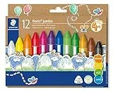STAEDTLER Wachsmalkreide Noris junior, besonders dicke Mine und ergonomische Dreikantform für entspanntes Malen, 12 Kreiden in leuchtenden Farben im Kartonetui, 228 14 C12