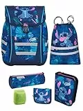 Familando Stitch Schulranzen Set für Mädchen 1. Klasse - mit gefüllter Federmappe und Turnbeutel - Ergonomisch, Leicht, Geräumig - 980 Gramm, 18 L Volumen - McNeill Teneris Schultasche