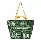 Alunsito Wiederverwendbare Einkaufstaschen, leichte Recycling-Einkaufstaschen mit langem Griff, langlebige, tragbare Shopper-Taschen für Lebensmittel, grün, groß