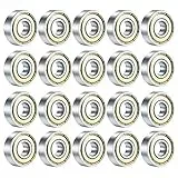 Skateboard-Kugellager, 608ZZ, doppelt geschirmte Kugellager, kleine Kugellager, Ersatzteile für Longboard-Rollschuhe (Silber), 20 Stück