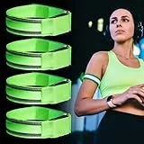 HOSPAOP 4 Stück LED Armband aufladbar – USB Leuchtarmband mit Blinklicht, Reflektorband für Joggen, Laufen, Running, Sport & Outdoor, Reflektoren Leuchtband für mehr Sichtbarkeit