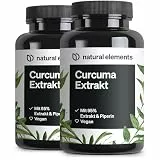 natural elements Curcuma Extrakt (2er Set) – Hochdosiert: Curcumingehalt EINER Kapsel entspricht 10.000mg Kurkuma – Hochdosiert aus 95% Extrakt – 2x 90 Kapseln