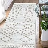 TOPICK Läufer Flur Waschbar Küche Läufer Modern Geometrischer Teppich Dünner Antibakterieller Faltbar rutschfest Teppich für Brücken Schlafzimmer Wohnzimmer Tisch Flur Eingangsbereich 60x150cm Taupe