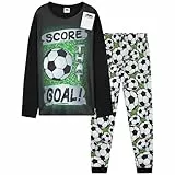 CityComfort Schlafanzug Jungen Lang Weich und Warm Pyjama Set mit Coolen Designs Fussball Lounge Wear Geschenke für Jungs Teens (11-12 Jahre, Mehrfarbig Fußball)