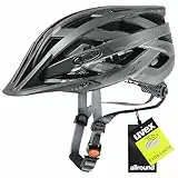 uvex i-vo cc - Leichter Allround-Helm für Damen und Herren - individuelle Größenanpassung - erweiterbar mit LED-Licht - Black-Smoke matt - 56-60 cm