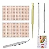 600 Stück Akupressur Ohr Perlen Akupunktur Kit, Ohraufkleber Kit mit Ohrsamen, Akupunktur Sonde Stift, Ohr Punkt Tabelle, Ohr Reinigung Werkzeuge, Pinzette
