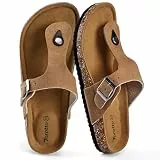 Torotto Zehentrenner Damen mit anatomischem Fußbett - Bequeme Zehenstegsandalen aus weichem Material Superfaser Tiefes Khaki 38 EU