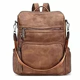 CLUCI Damen Rucksack Weiches Leder Groß Stylisch Frauen Designer Schultertasche Reiserucksack mit Quaste Zweifarbig Braun